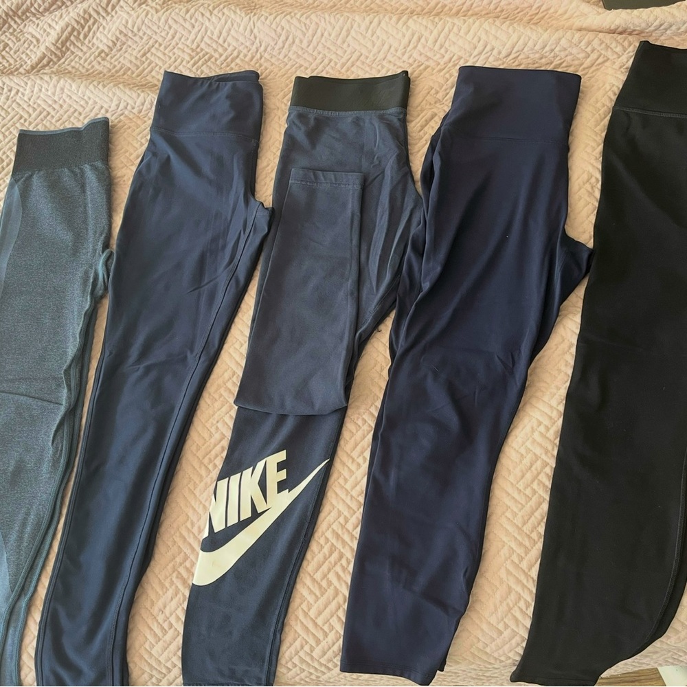 Nike/pink/fabletics Black and Navy Leggings Set